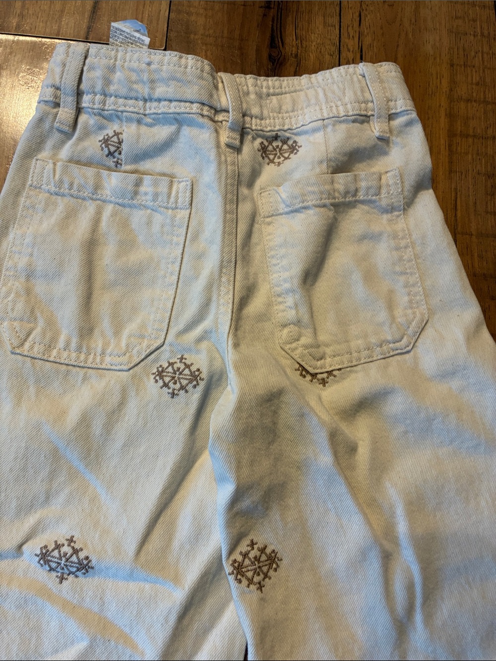 Zara Girls Embroidered Wide-Leg Jeans - Brown Motif - Picture 4 of 5